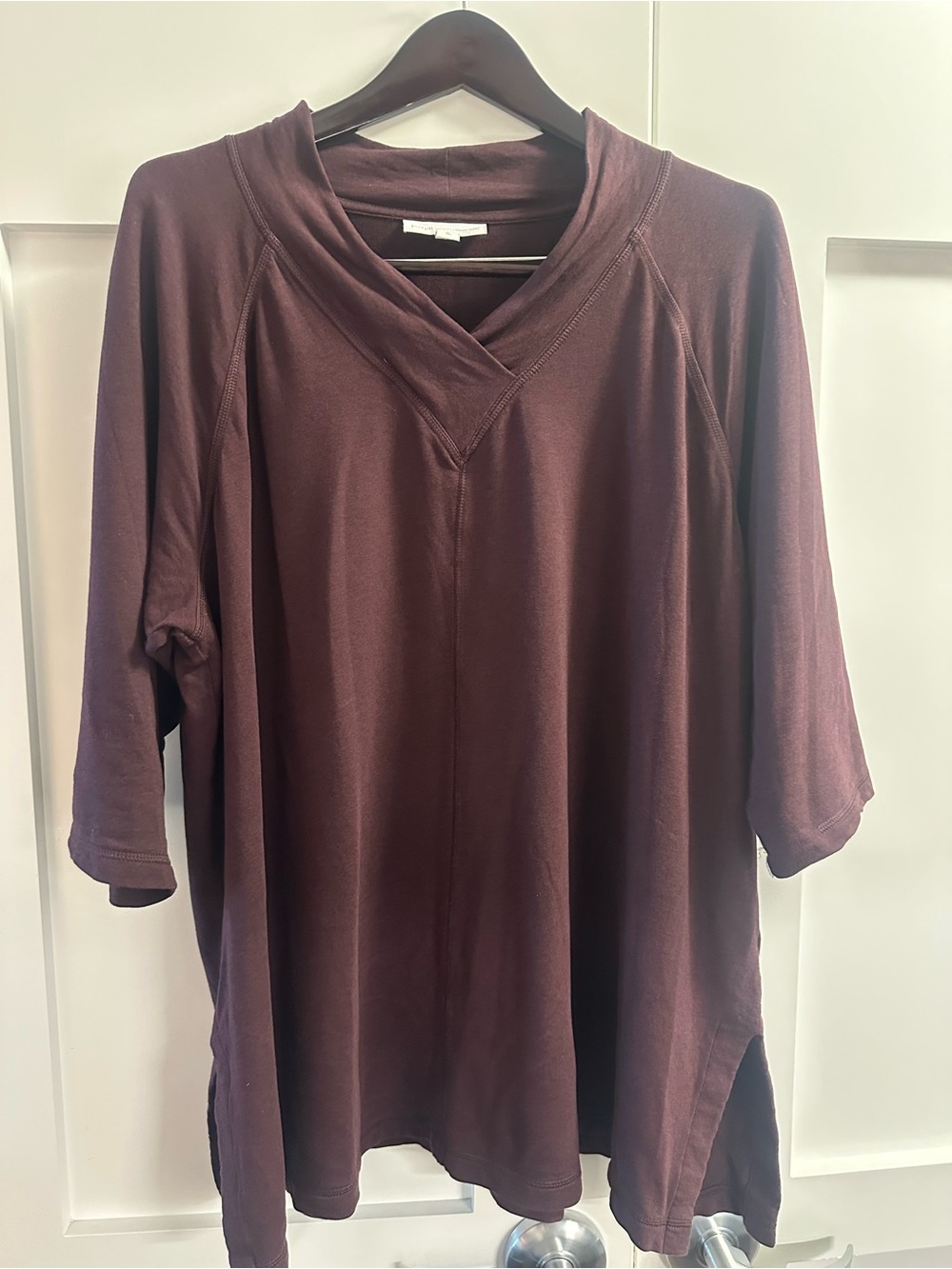 Pure Jill Shawl-Collar Top XL Tall Wine Summer!